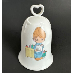 Enesco Precious Moments, Love Never Fails, Dinner Bell School Desk 1994 VTG